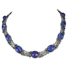 Victorian 98.75 Cttw. Tanzanite and Diamond Choker Necklace