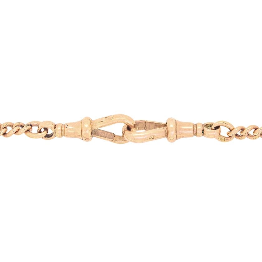 Victorian 9ct Albert Chain, c.1900s In Good Condition For Sale In London, GB