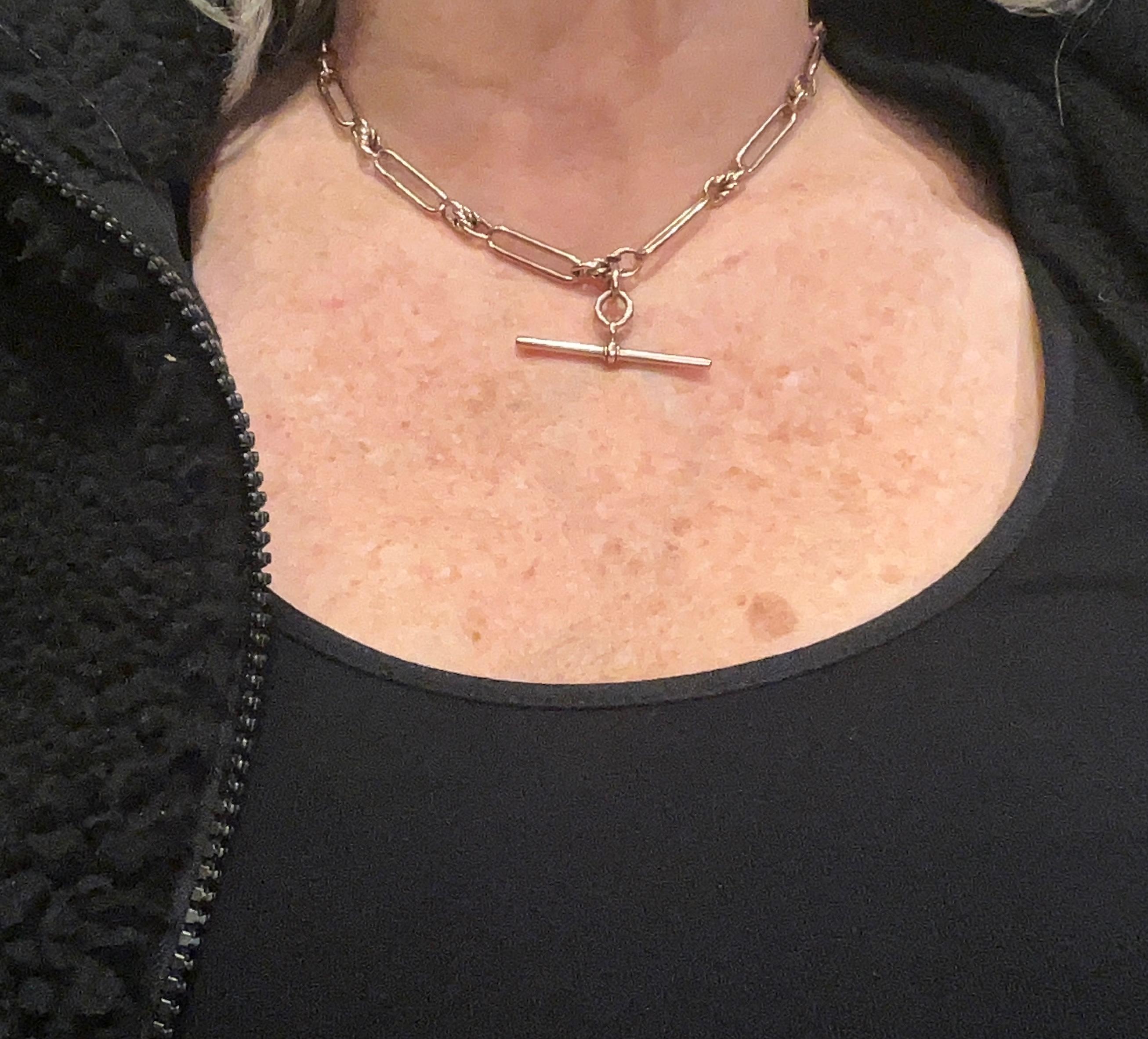 Viktorianische 9ct Fetter Link and Love Knot Albert Kette, 16,5 Zoll, viktorianisch 5