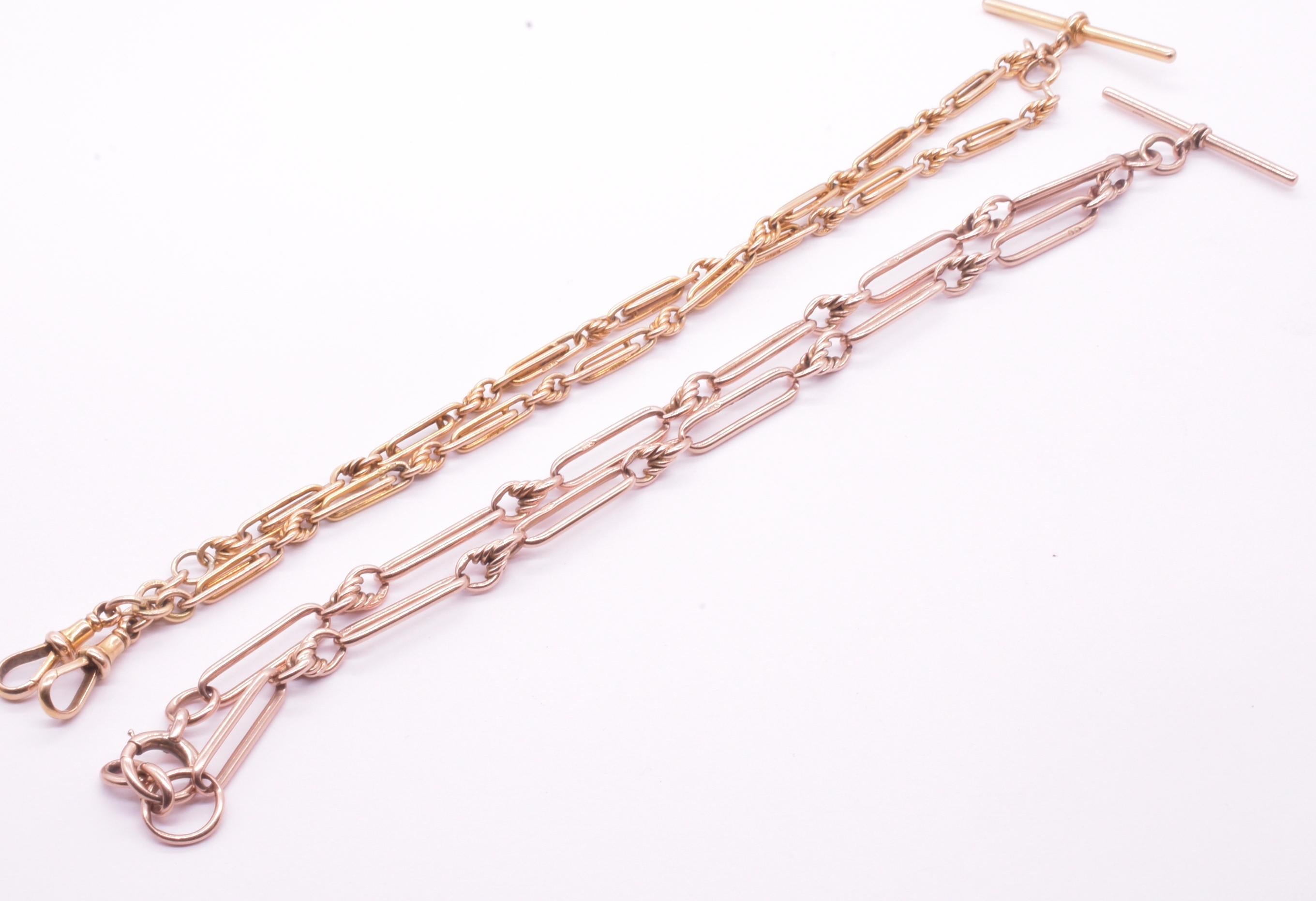 Victorian 9ct Fetter Link and Love Knot Albert Chain, 16.5 inches In Excellent Condition For Sale In Baltimore, MD