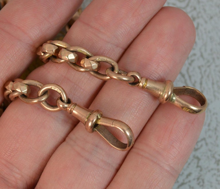 Victorian 9 Carat Gold Pocket Watch Rollerball Double Albert Chain and