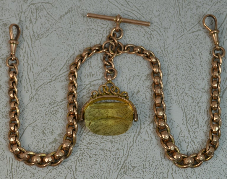 Victorian 9 Carat Gold Pocket Watch Rollerball Double Albert Chain and