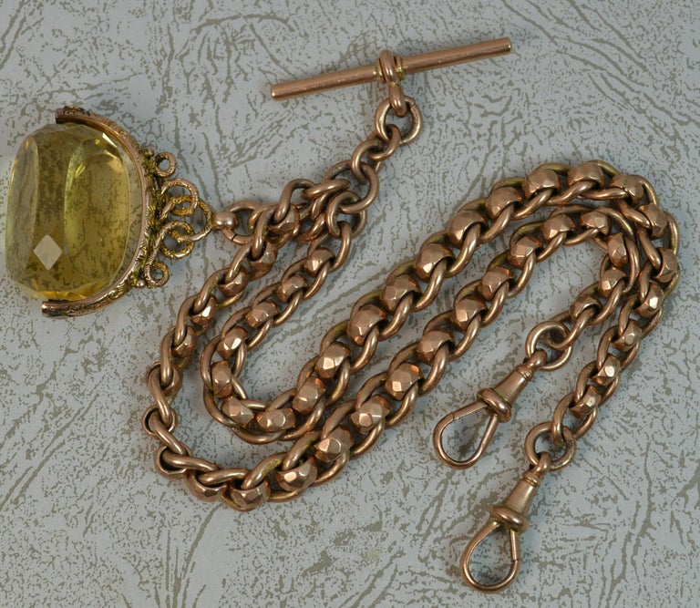 Victorian 9 Carat Gold Pocket Watch Rollerball Double Albert Chain and