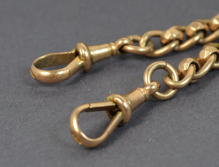 Victorian 9 Carat Gold Pocket Watch Rollerball Double Albert Chain and