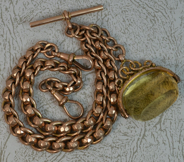 Victorian 9 Carat Gold Pocket Watch Rollerball Double Albert Chain and