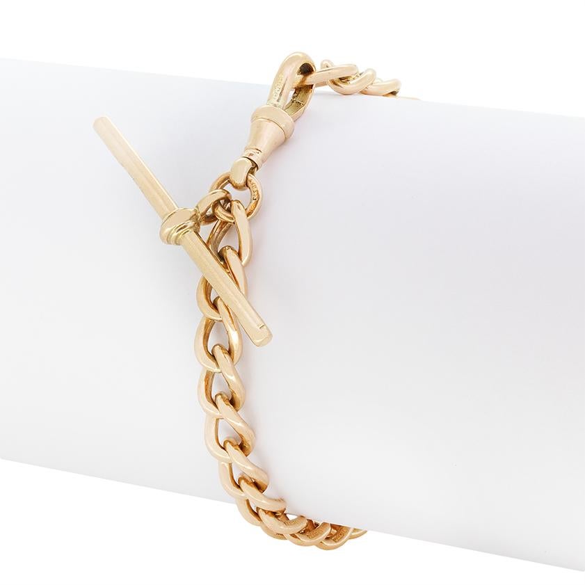 Women's or Men's Victorian 9ct Gold Albert Bracelet, c.1900s For Sale