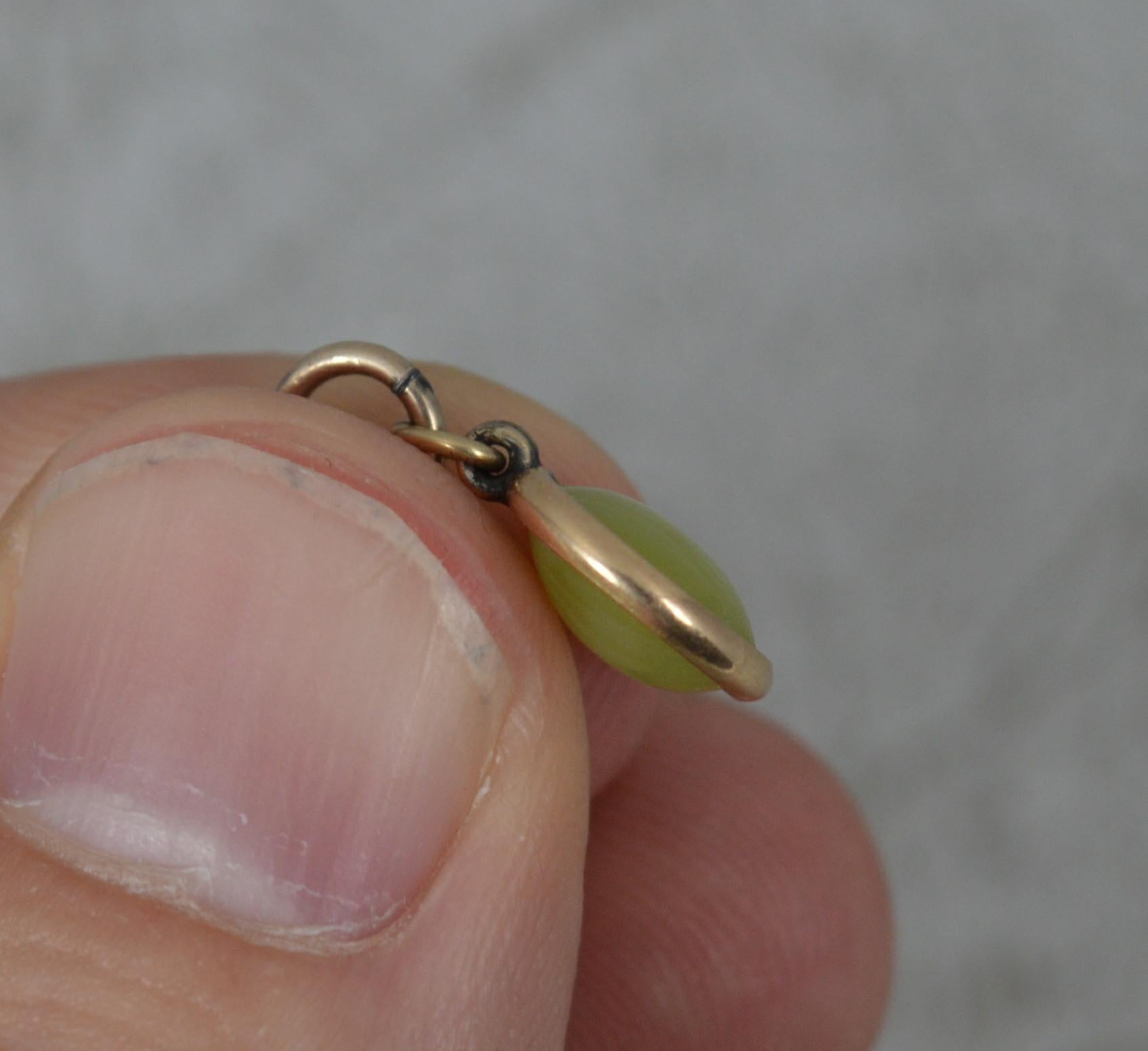 Victorian 9ct Gold and Cats Eye Chrysoberyl Charm Pendant In Good Condition In St Helens, GB