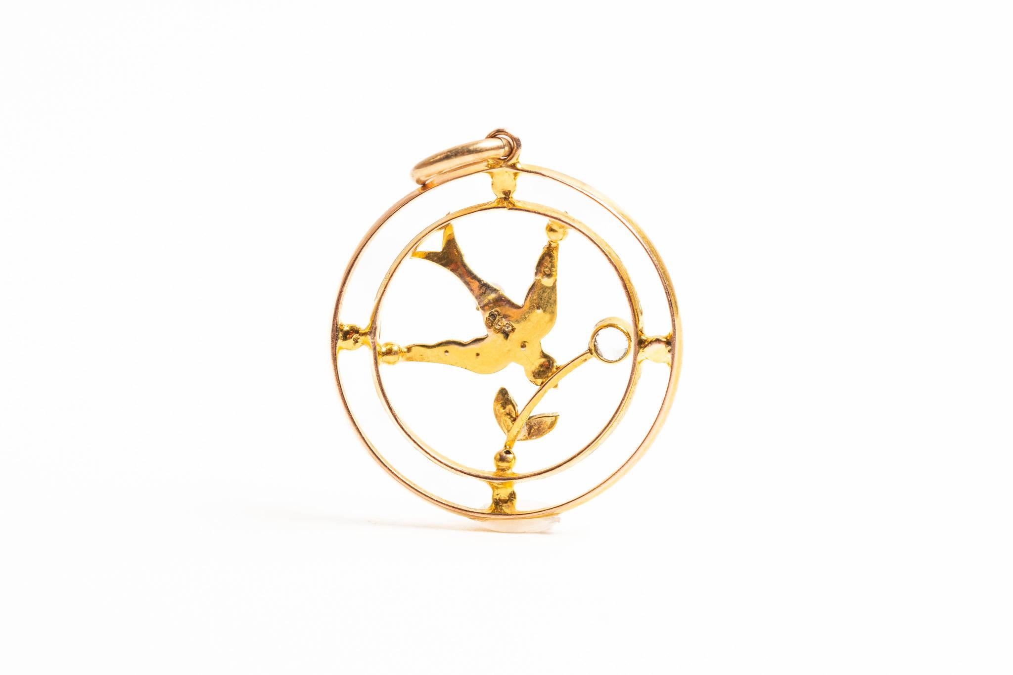 Ciondolo vittoriano in oro 9ct con acquamarina e perle di mare in vendita 3