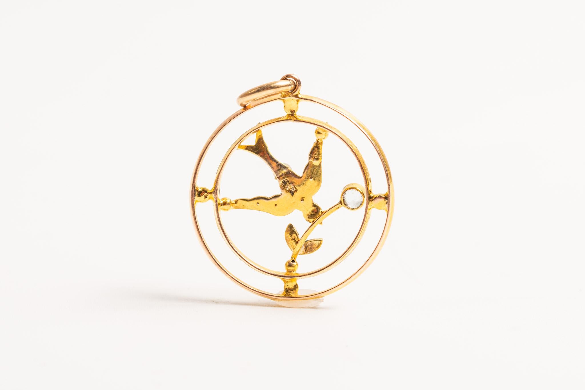 Ciondolo vittoriano in oro 9ct con acquamarina e perle di mare in vendita 4