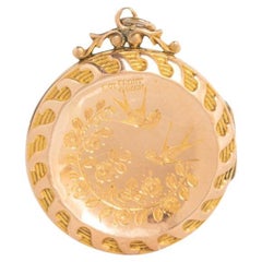 Victorian 9ct Gold Front & Back Bird Floral Locket