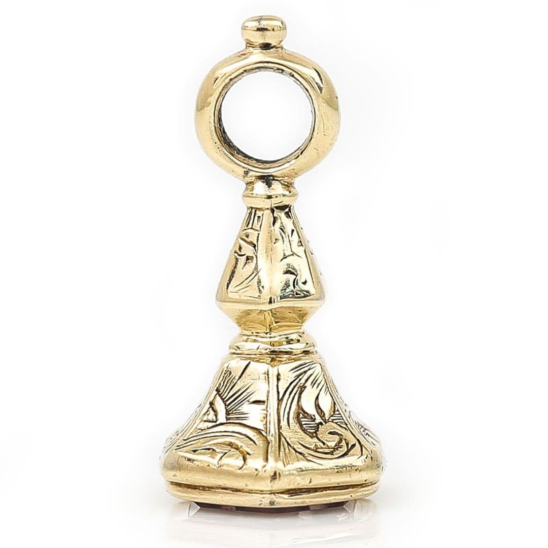Viktorianisches 9 Karat Gold Miniatur- Amethyst-Fob-Siegel mit geschnitztem Fliegen, um 1880 1