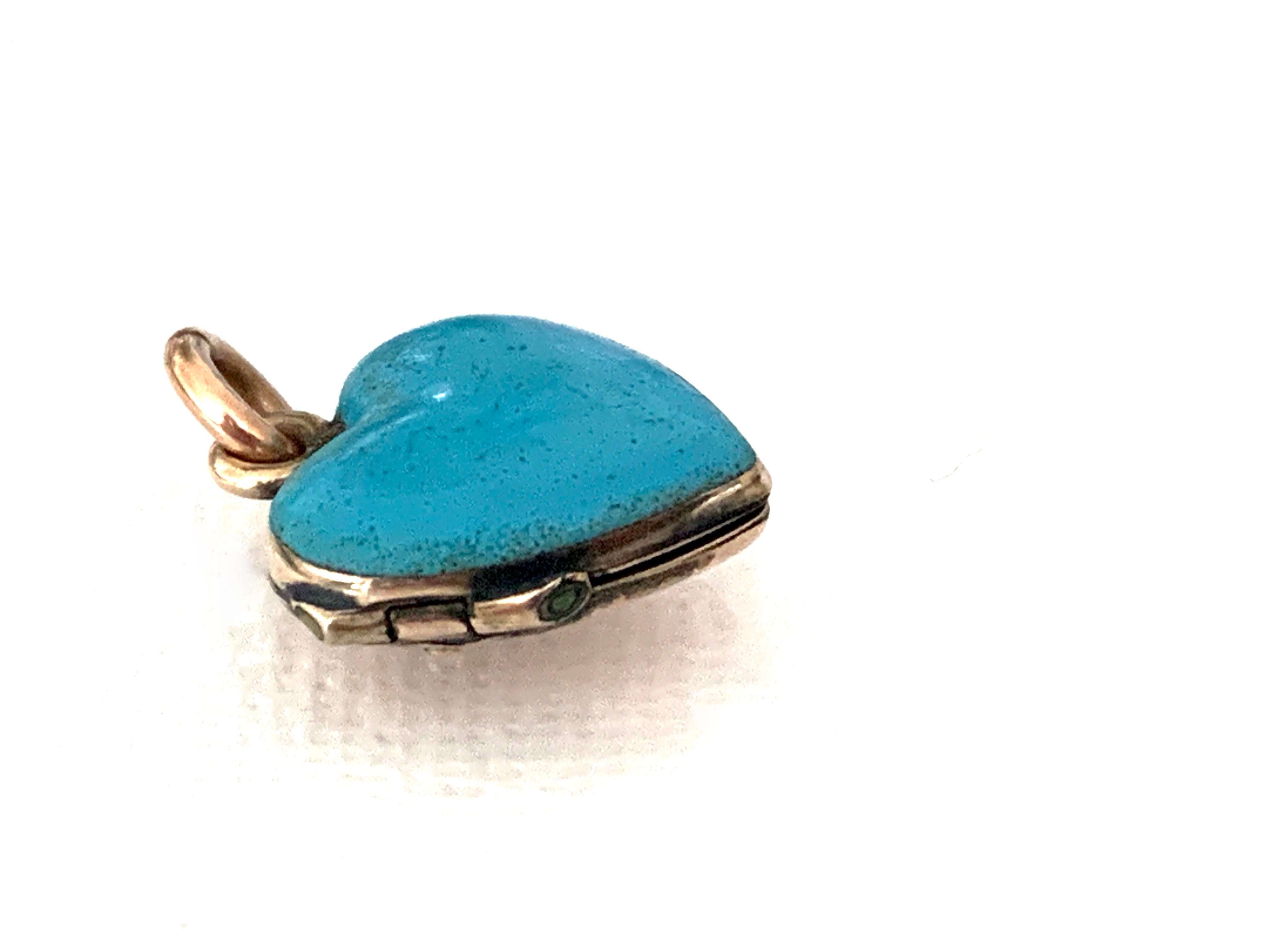 Heart Cut Victorian 9ct Gold Turquoise miniature Locket
