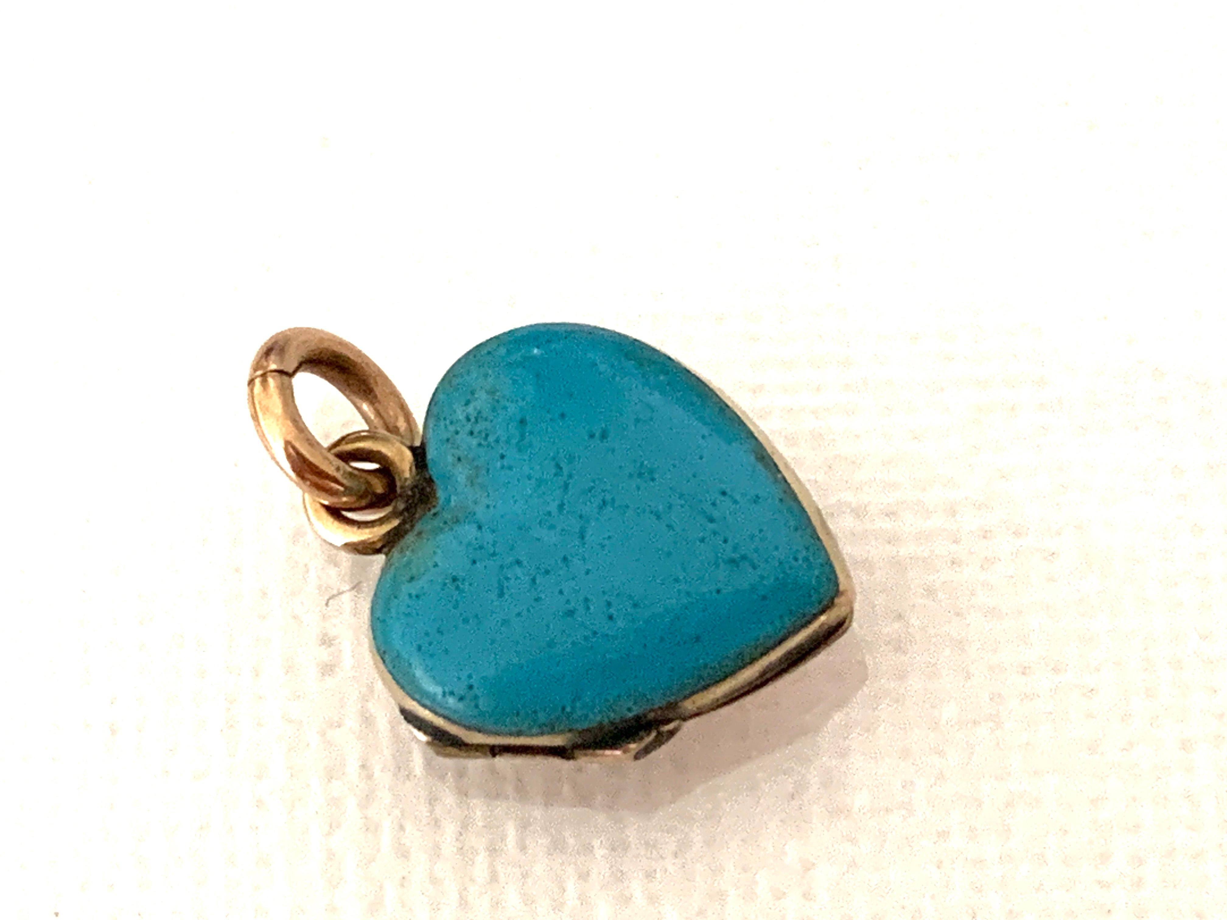 Victorian 9ct Gold Turquoise miniature Locket In Good Condition In London, GB