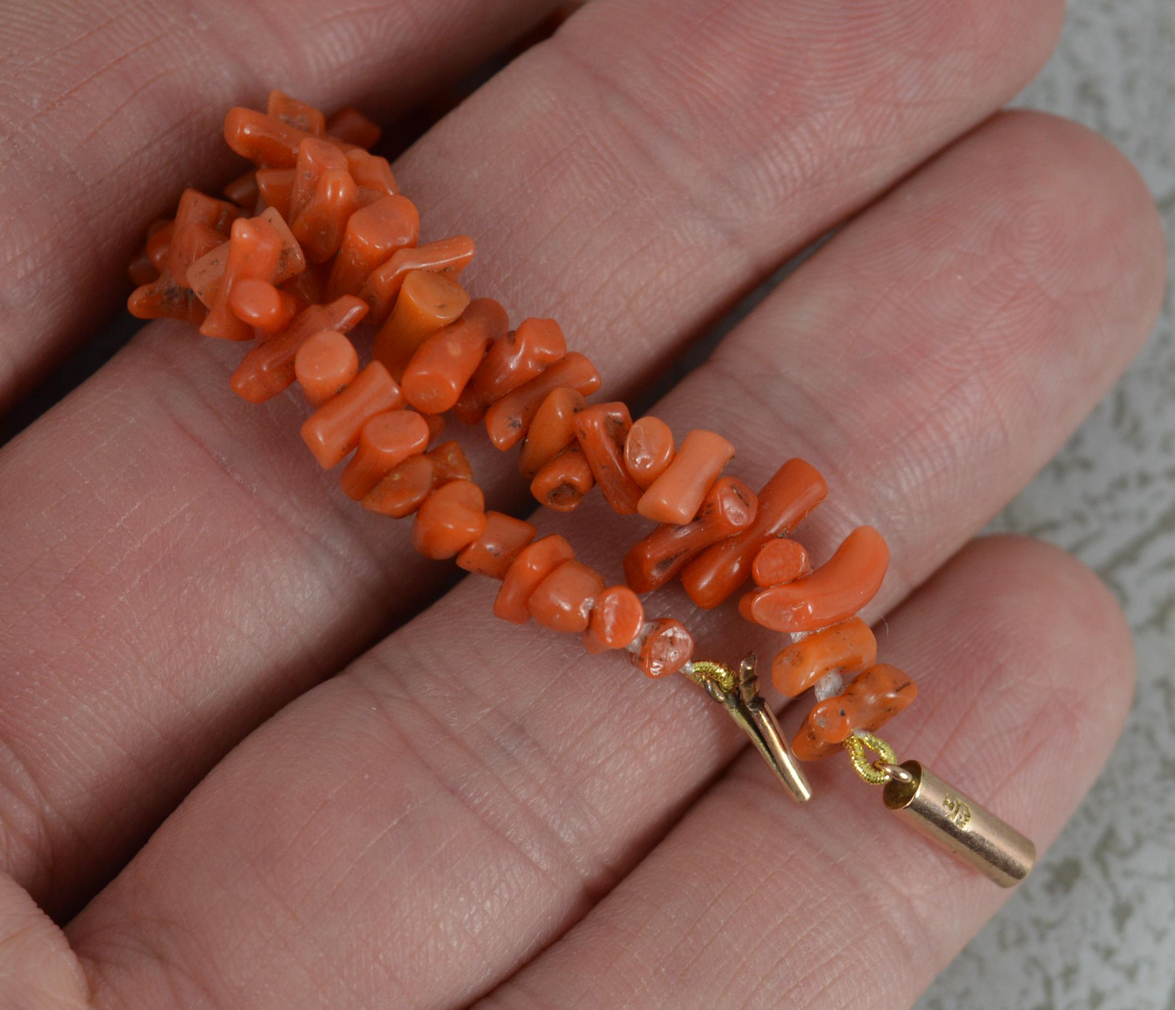 Victorian 9 Carat Rose Gold and Coral Strand Necklace For Sale 2