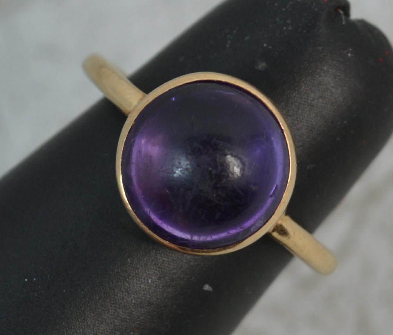 Victorian 9 Carat Rose Gold Amethyst Cabochon Solitaire Ring 7