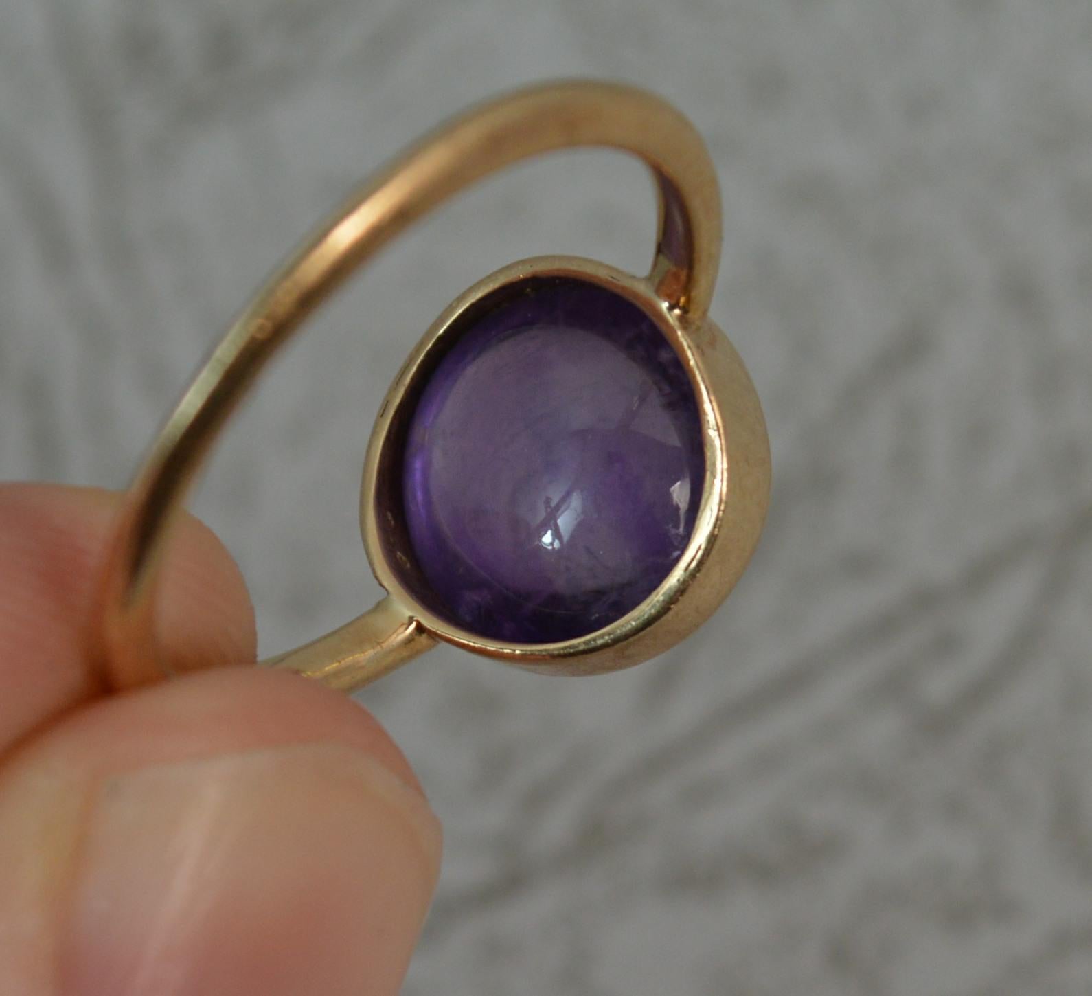 Victorian 9 Carat Rose Gold Amethyst Cabochon Solitaire Ring 1