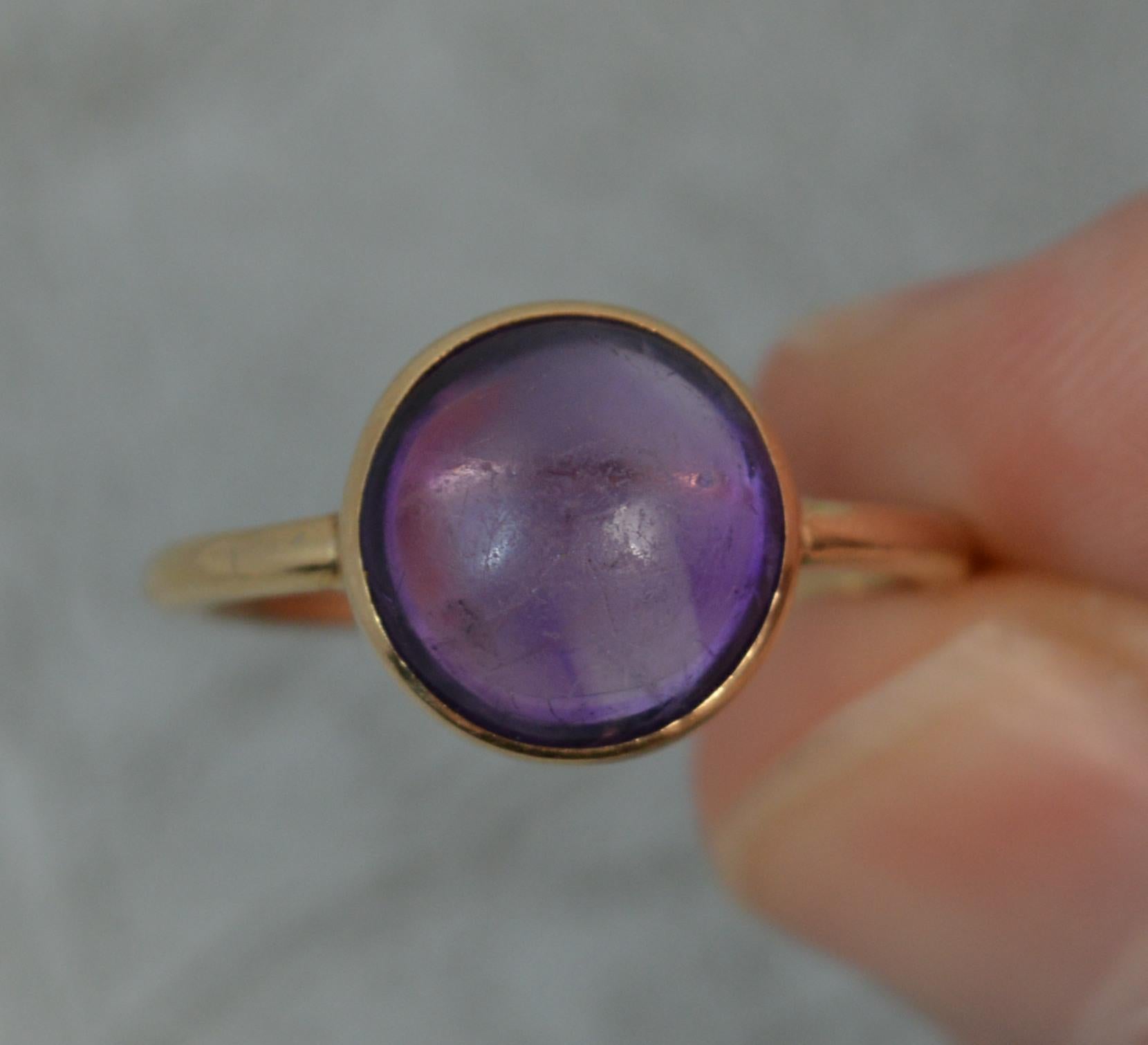 Victorian 9 Carat Rose Gold Amethyst Cabochon Solitaire Ring 2