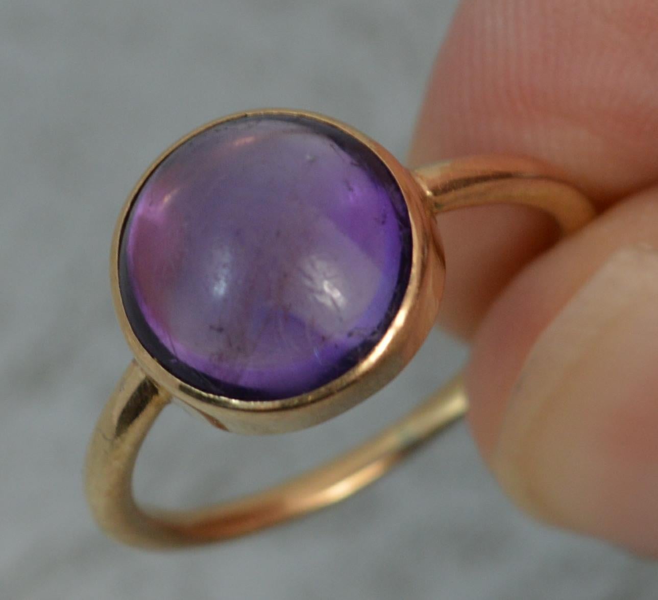 Victorian 9 Carat Rose Gold Amethyst Cabochon Solitaire Ring 3