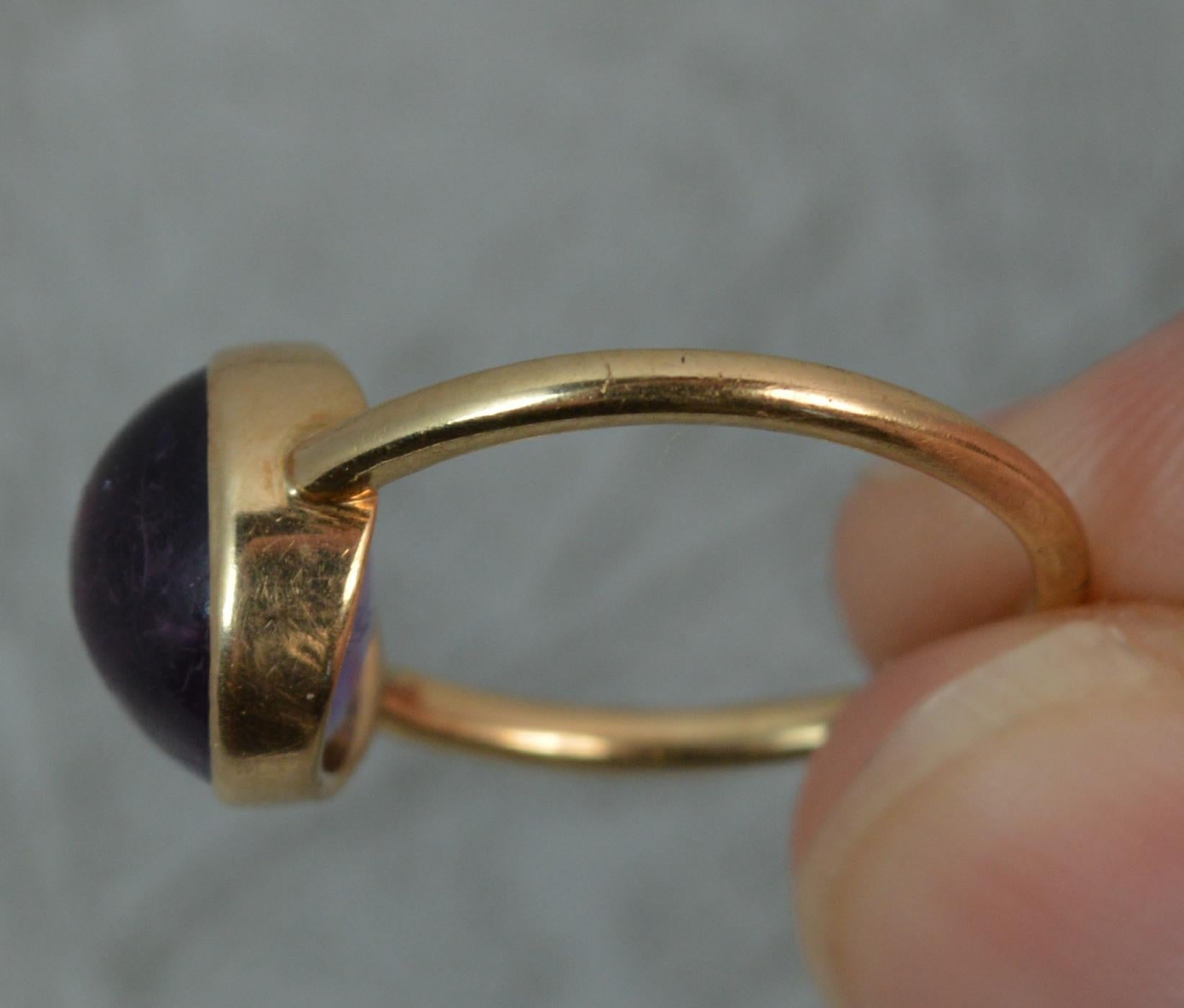 Victorian 9 Carat Rose Gold Amethyst Cabochon Solitaire Ring 4