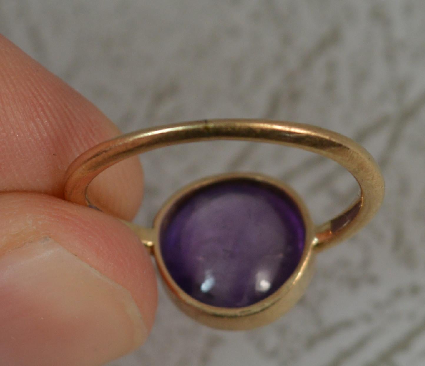 Victorian 9 Carat Rose Gold Amethyst Cabochon Solitaire Ring 5