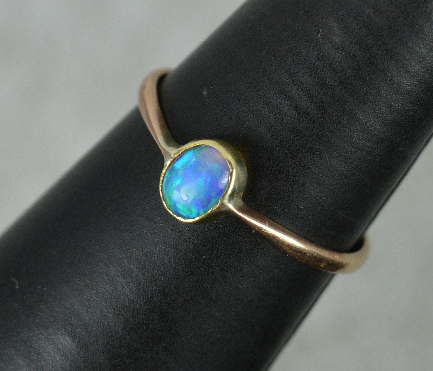 Victorian 9ct Rose Gold and Natural Opal Solitaire Ring 6