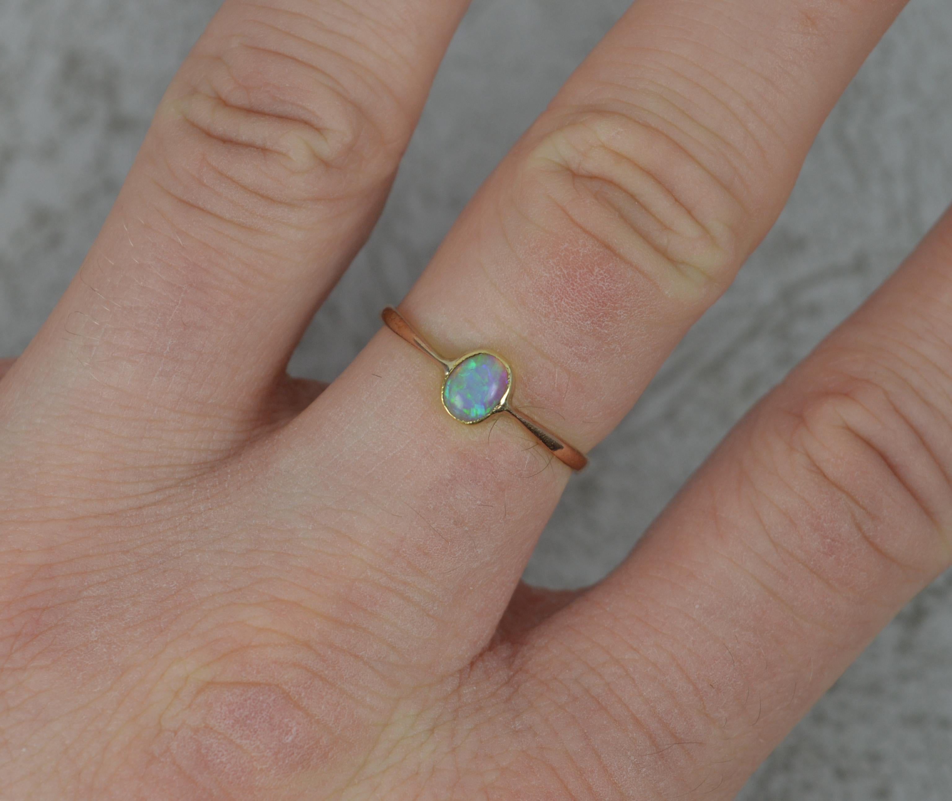 Edwardian Victorian 9ct Rose Gold and Natural Opal Solitaire Ring