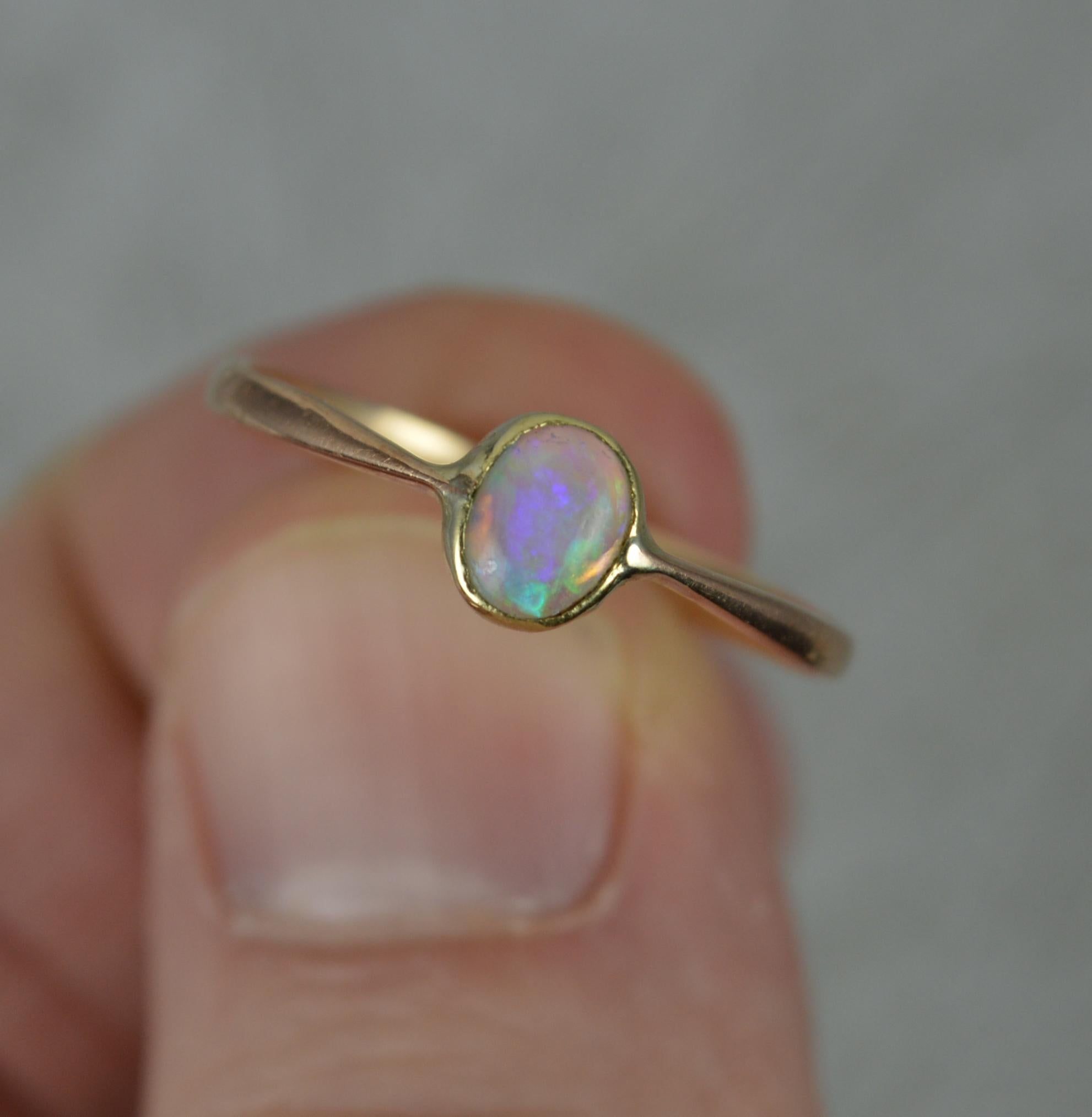 Women's Victorian 9ct Rose Gold and Natural Opal Solitaire Ring