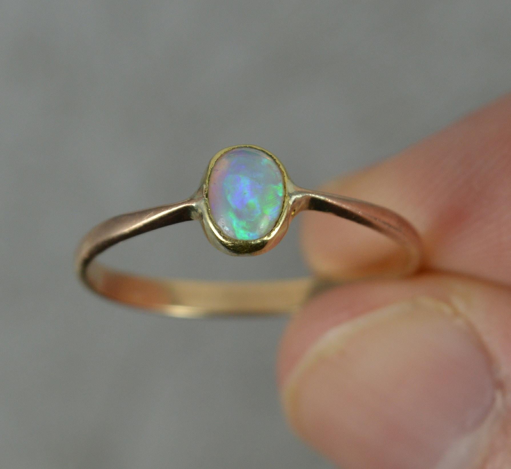 Victorian 9ct Rose Gold and Natural Opal Solitaire Ring 1