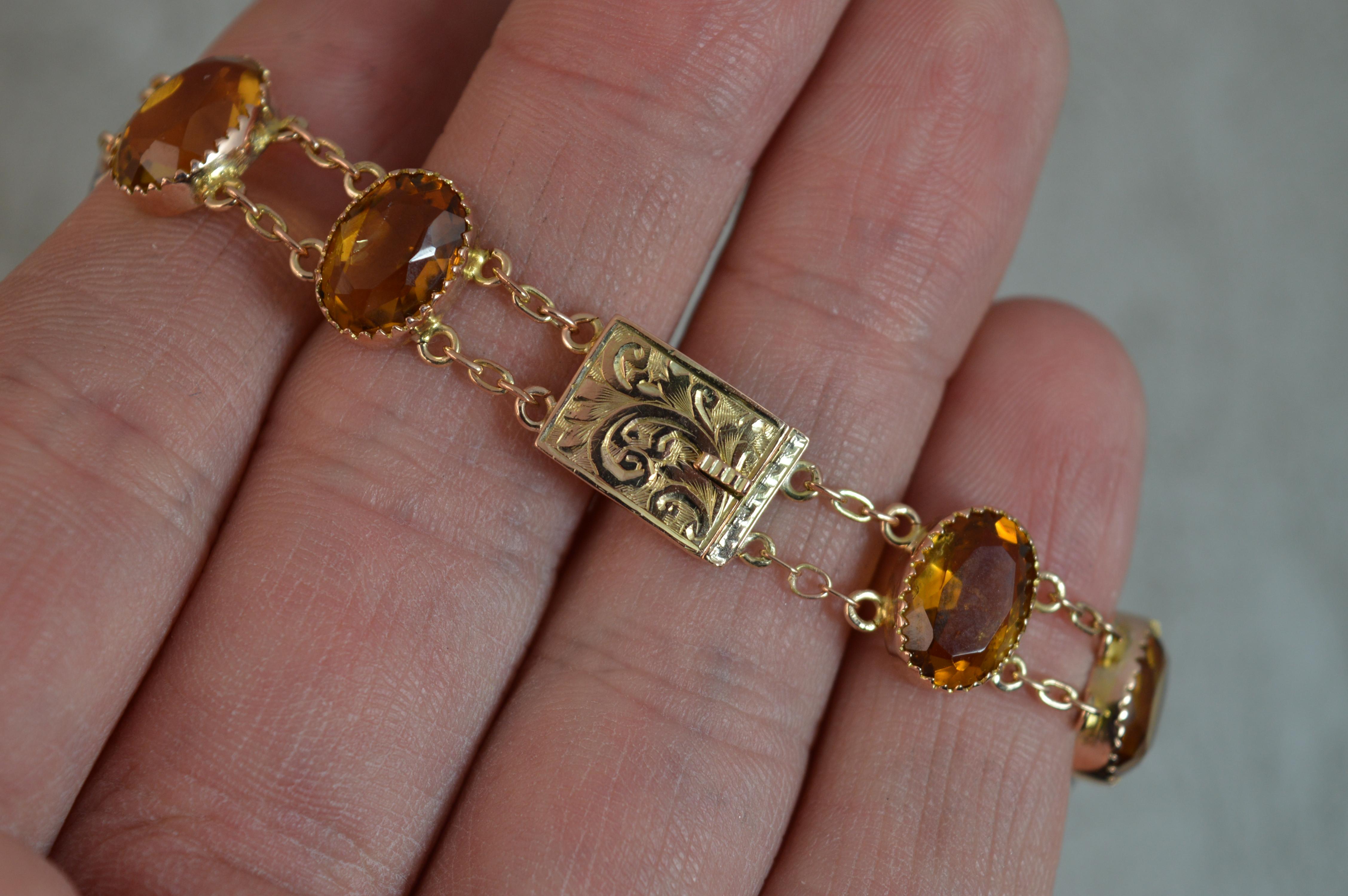 Oval Cut Victorian 9 Carat Rose Gold and Citrine Bracelet