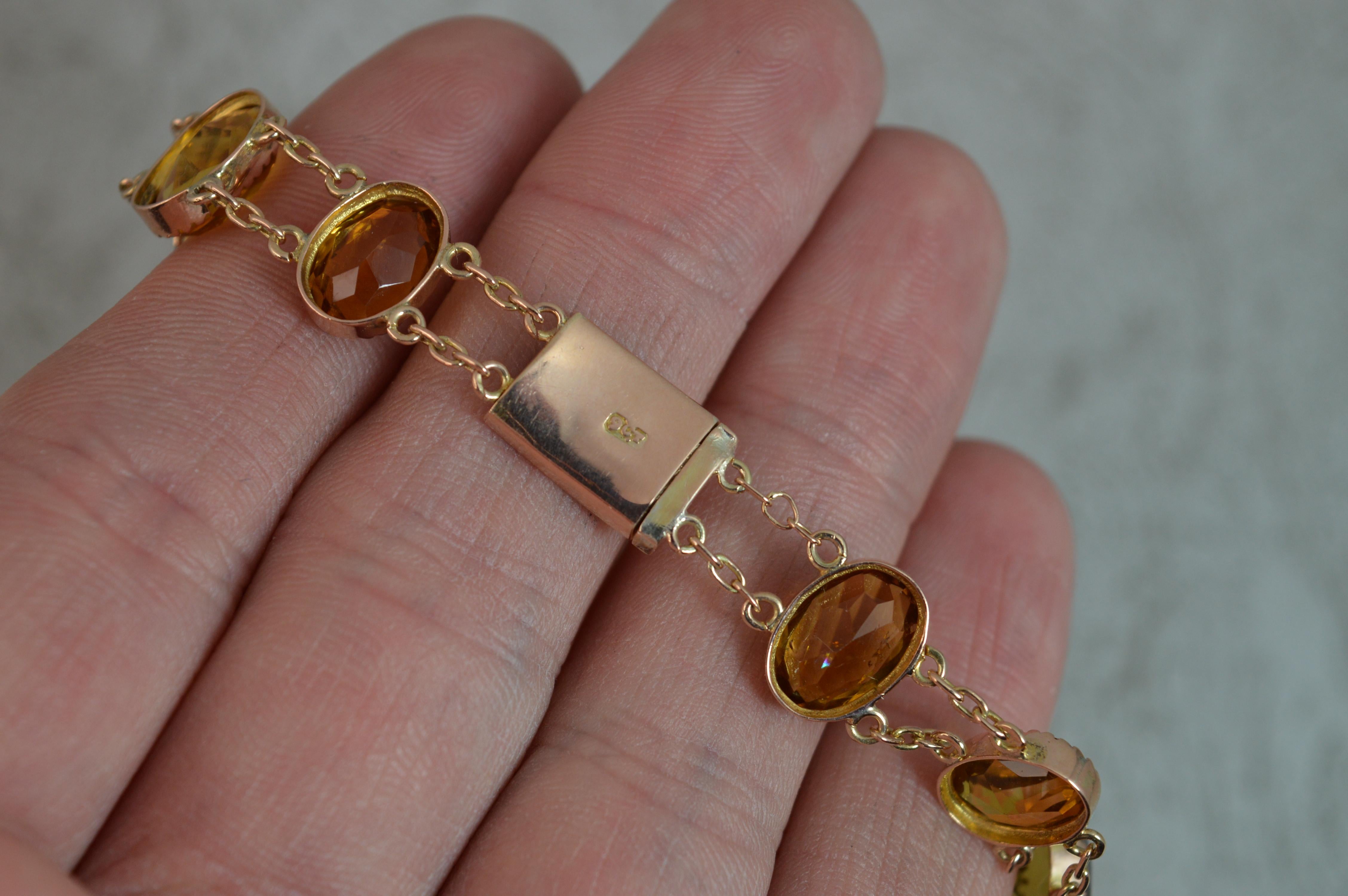 Victorian 9 Carat Rose Gold and Citrine Bracelet In Excellent Condition In St Helens, GB