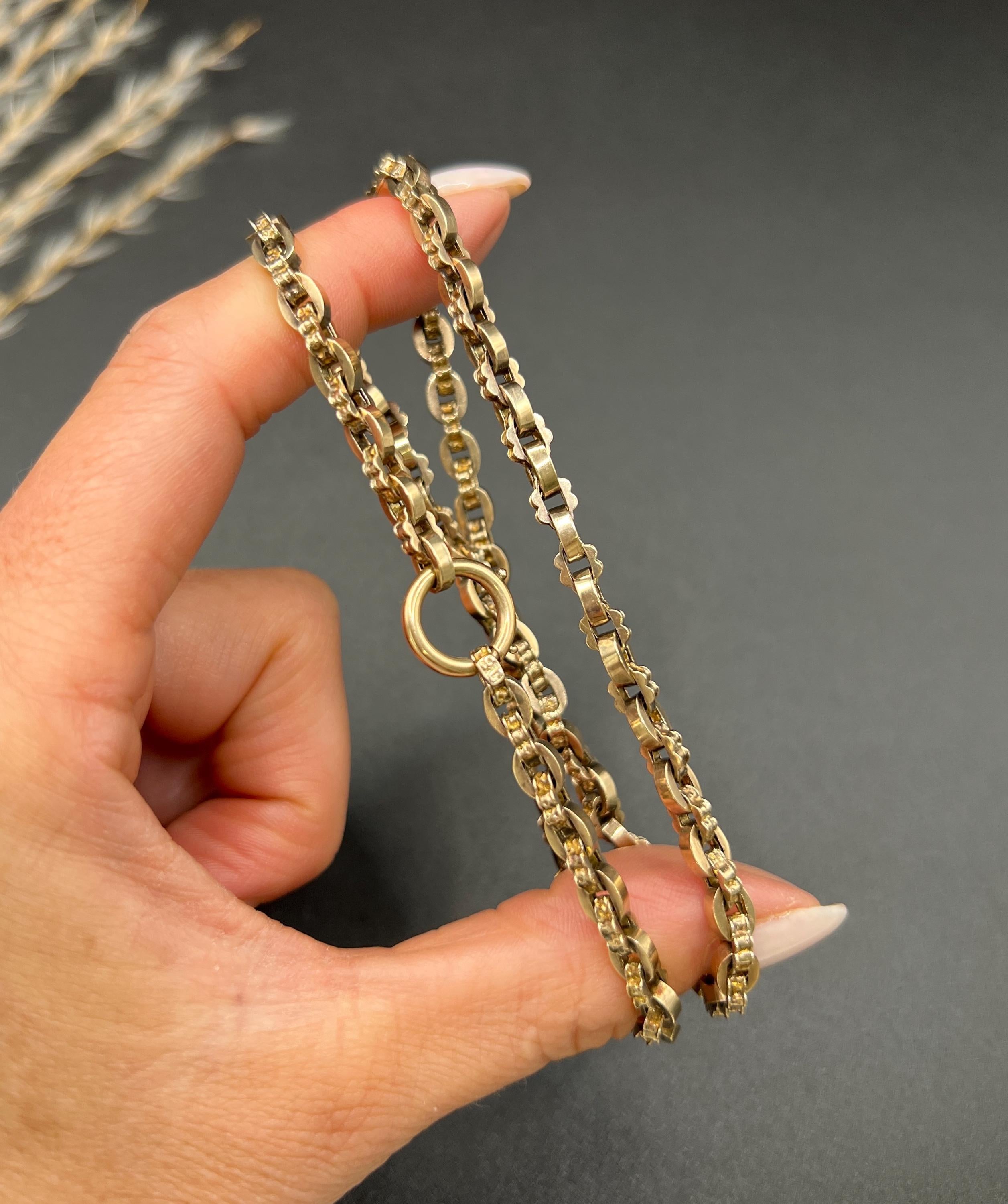 da uomo o donna Collana vittoriana in oro rosa 9ct Fancy A Link - 17 3/4 di pollice in vendita