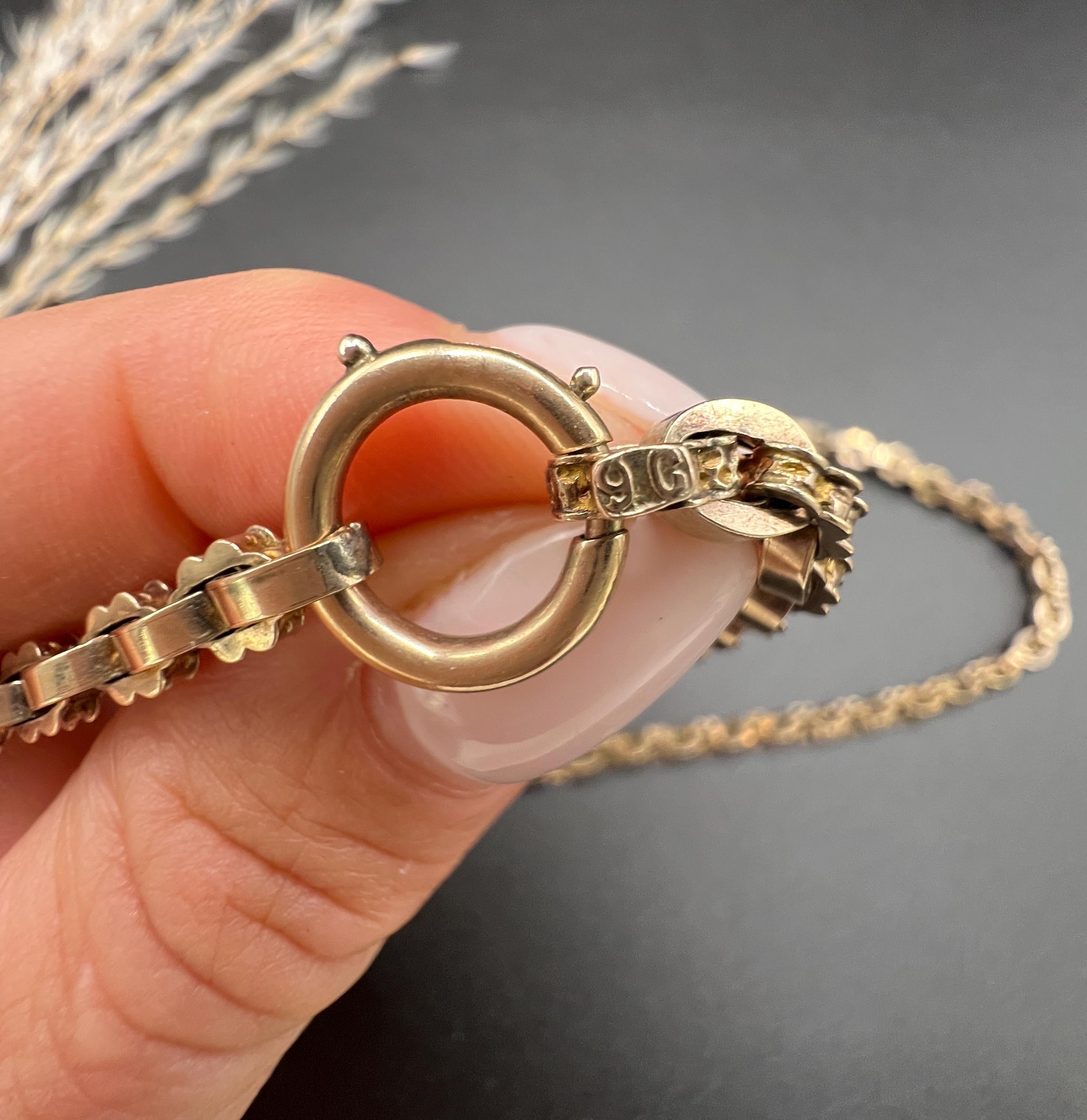 Collana vittoriana in oro rosa 9ct Fancy A Link - 17 3/4 di pollice in vendita 1