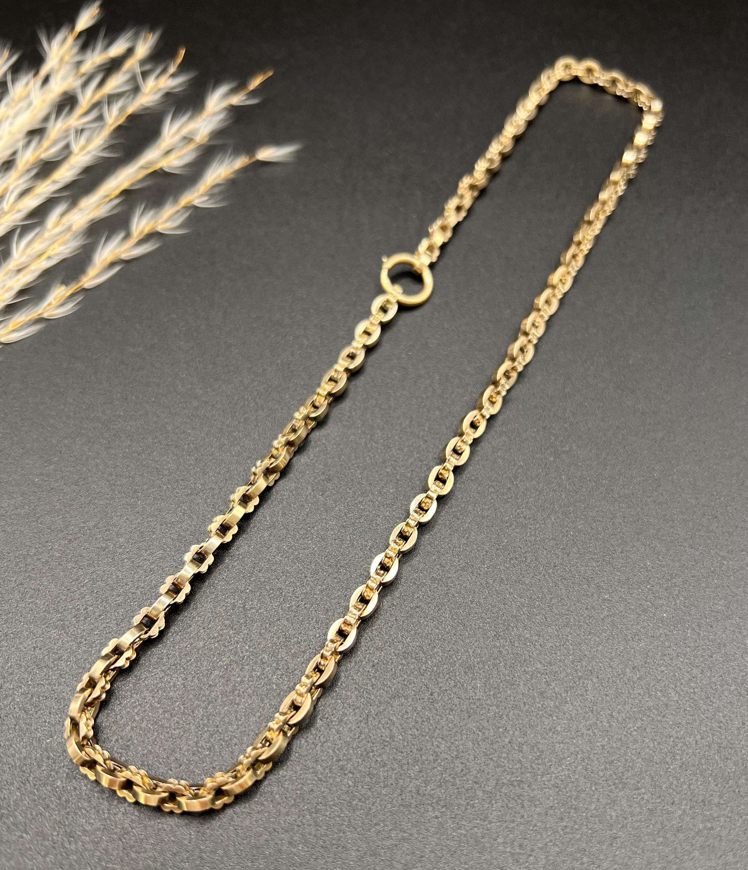 Collana vittoriana in oro rosa 9ct Fancy A Link - 17 3/4 di pollice in vendita 2