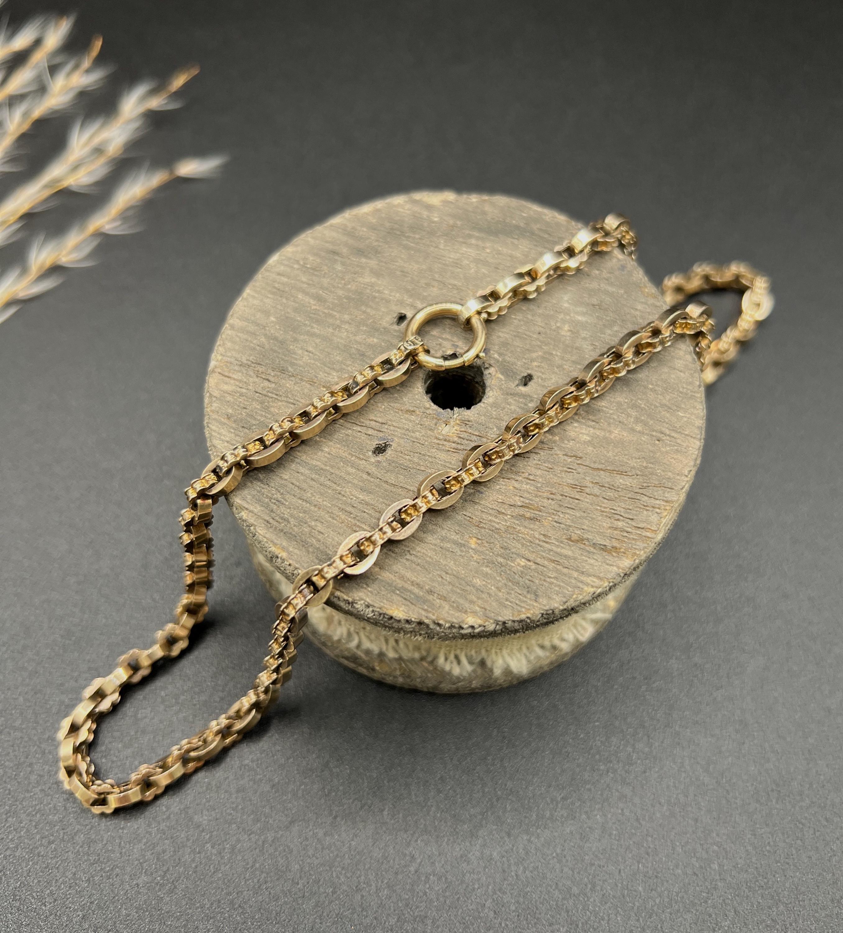 Collana vittoriana in oro rosa 9ct Fancy A Link - 17 3/4 di pollice in vendita 3