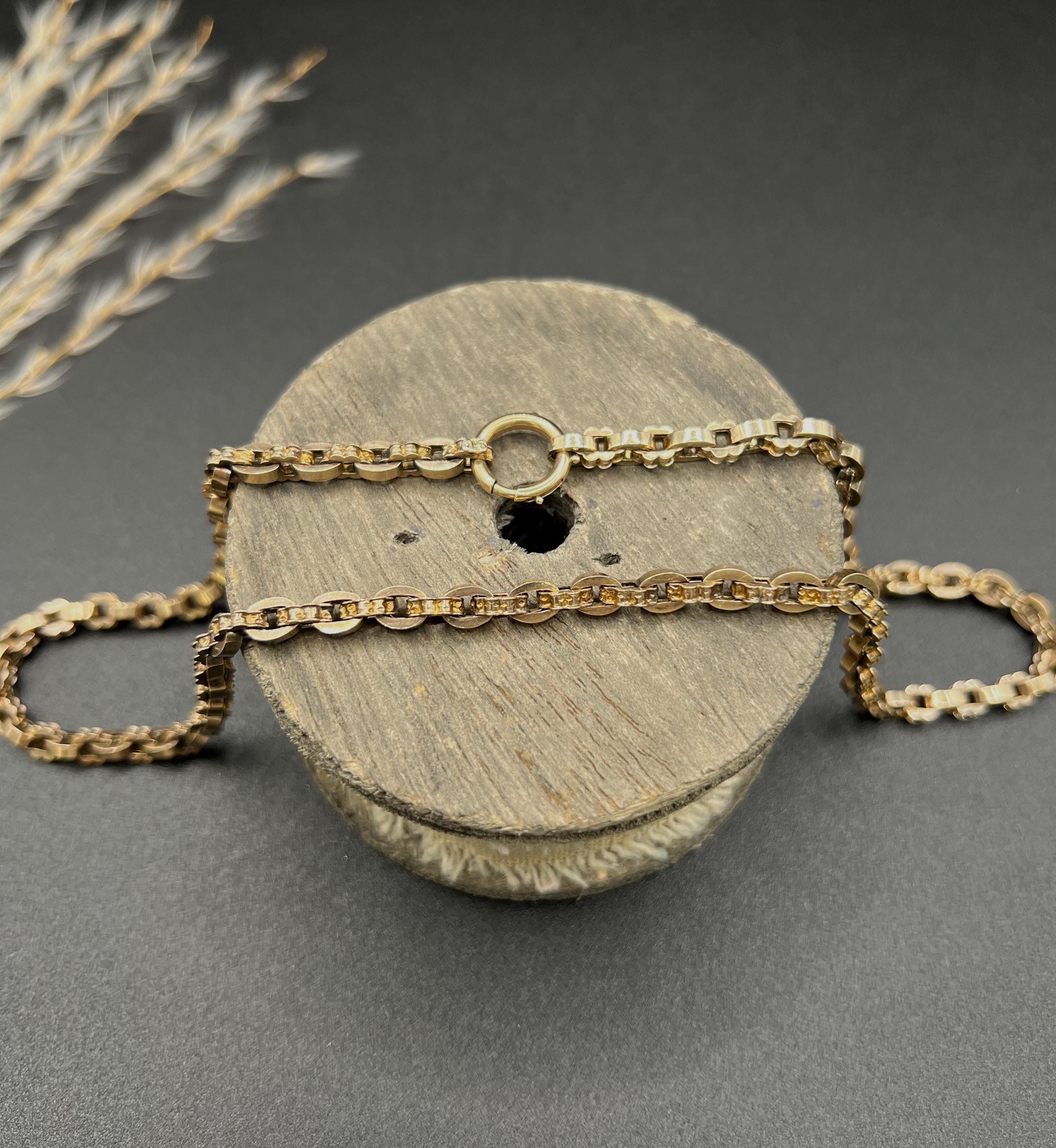 Collana vittoriana in oro rosa 9ct Fancy A Link - 17 3/4 di pollice in vendita 4