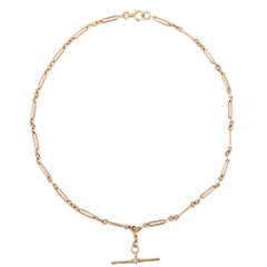 Victorian 9ct Rose Gold Trombone Link Albert 17.75” Watch Chain, circa 1891