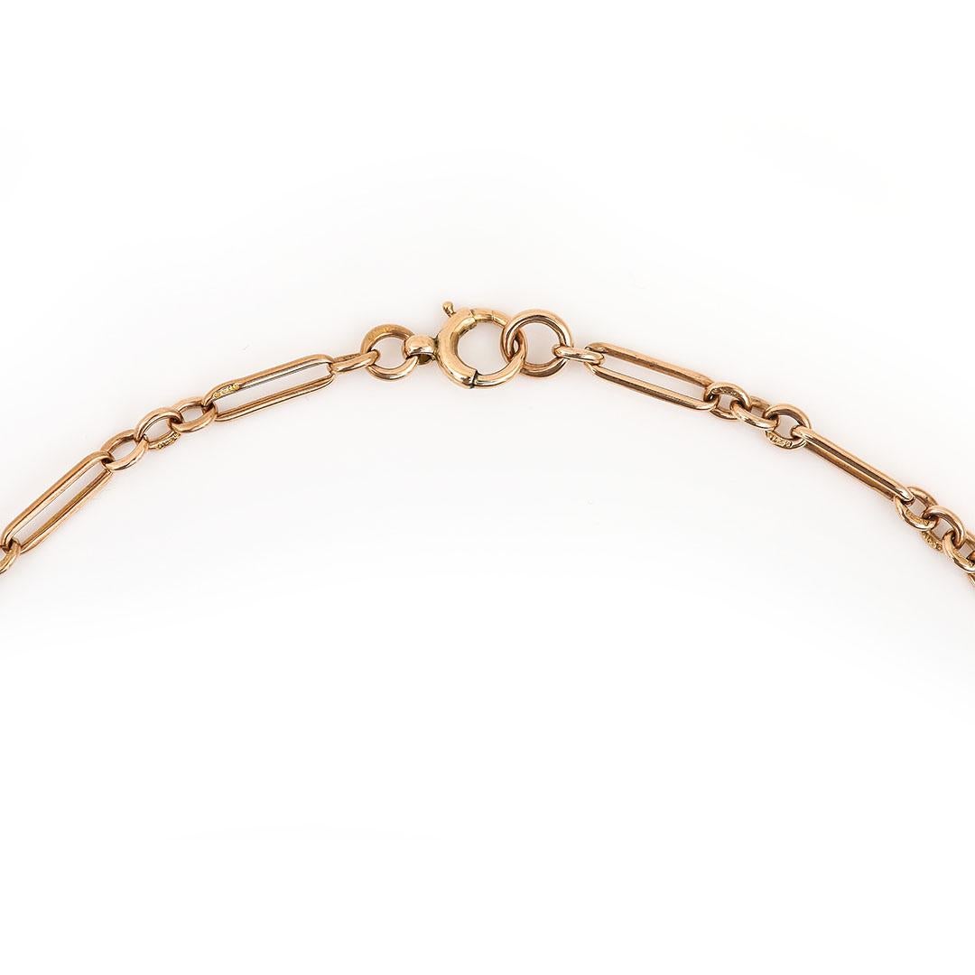 Victorian 9ct Rose Gold Trombone Link Albert 17.75” Watch Chain, circa 1891 2
