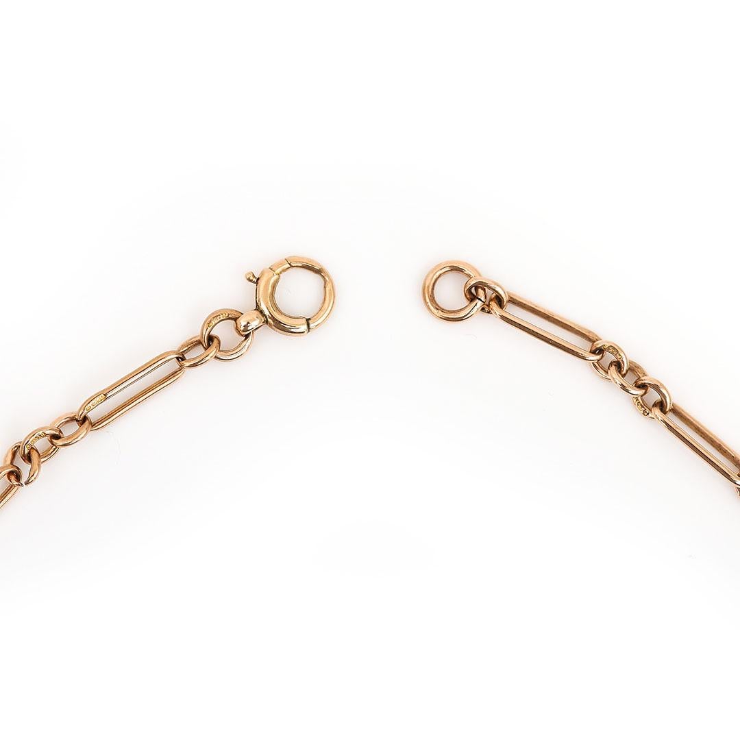 Victorian 9ct Rose Gold Trombone Link Albert 17.75” Watch Chain, circa 1891 3