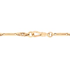 Victorian 9ct Rose Gold Trombone link Albert Chain Necklace, c.1880s
