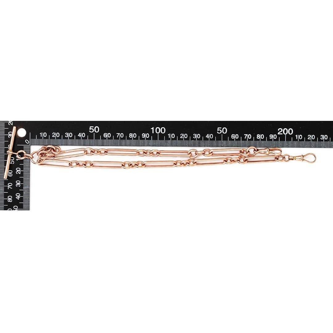 Victorian 9ct Rose Gold Trombone Link Albert Watch Chain, 41.8g, circa 1892 7