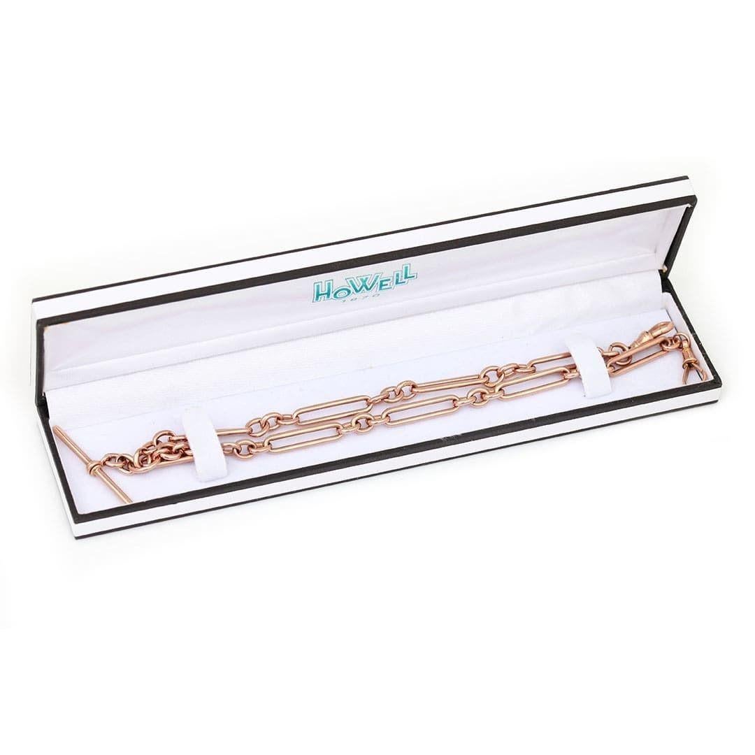Victorian 9ct Rose Gold Trombone Link Albert Watch Chain, 41.8g, circa 1892 8