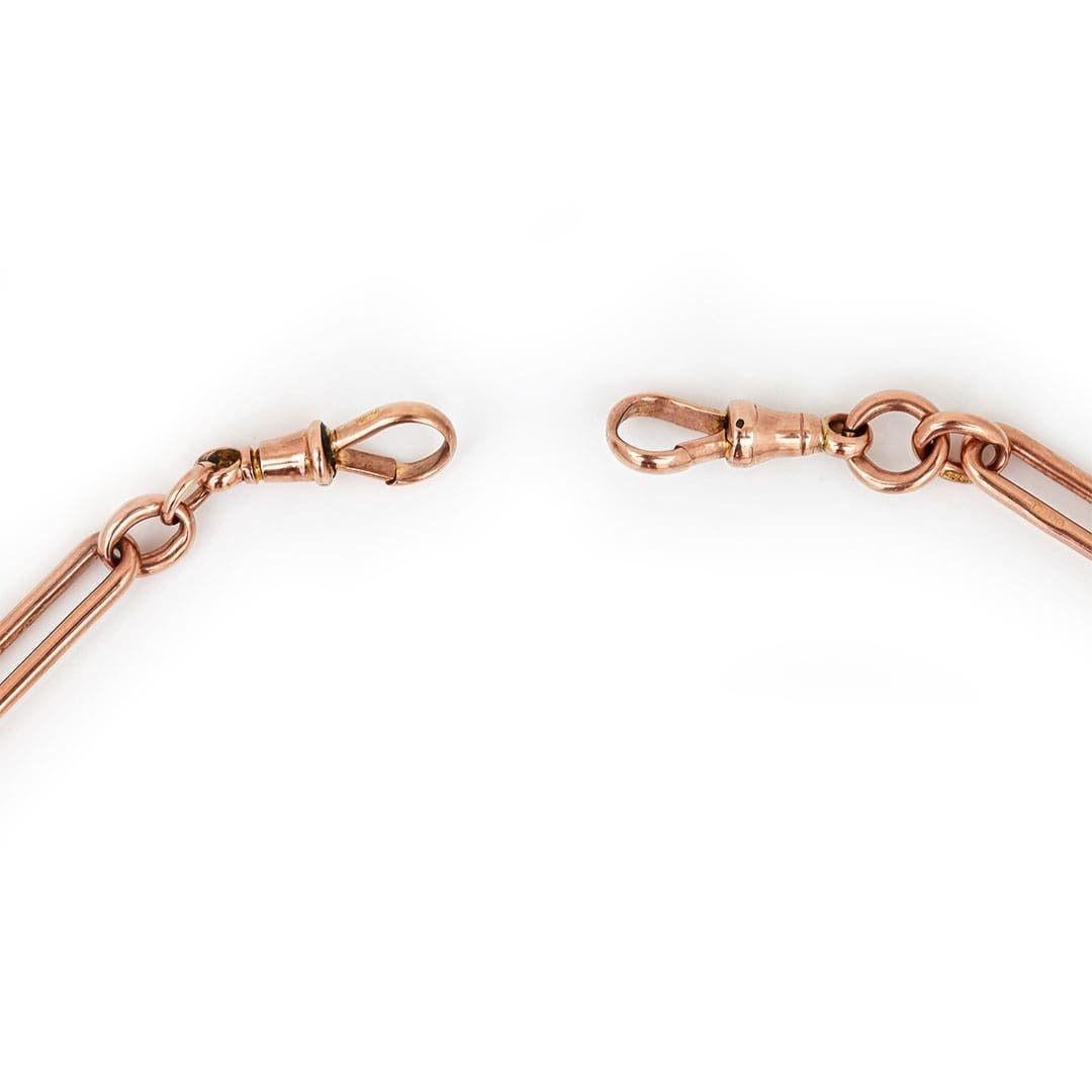 Victorian 9ct Rose Gold Trombone Link Albert Watch Chain, 41.8g, circa 1892 3