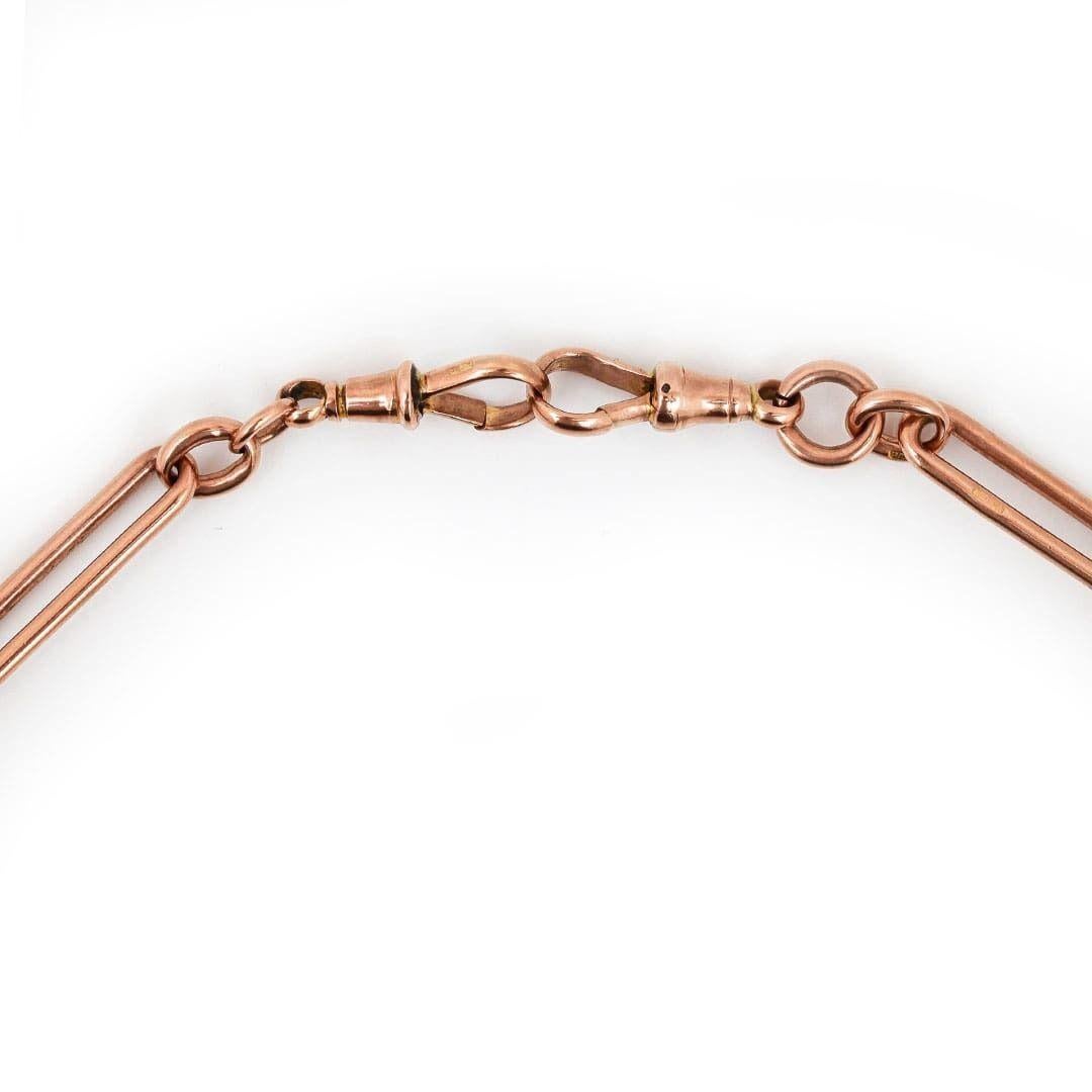 Victorian 9ct Rose Gold Trombone Link Albert Watch Chain, 41.8g, circa 1892 4