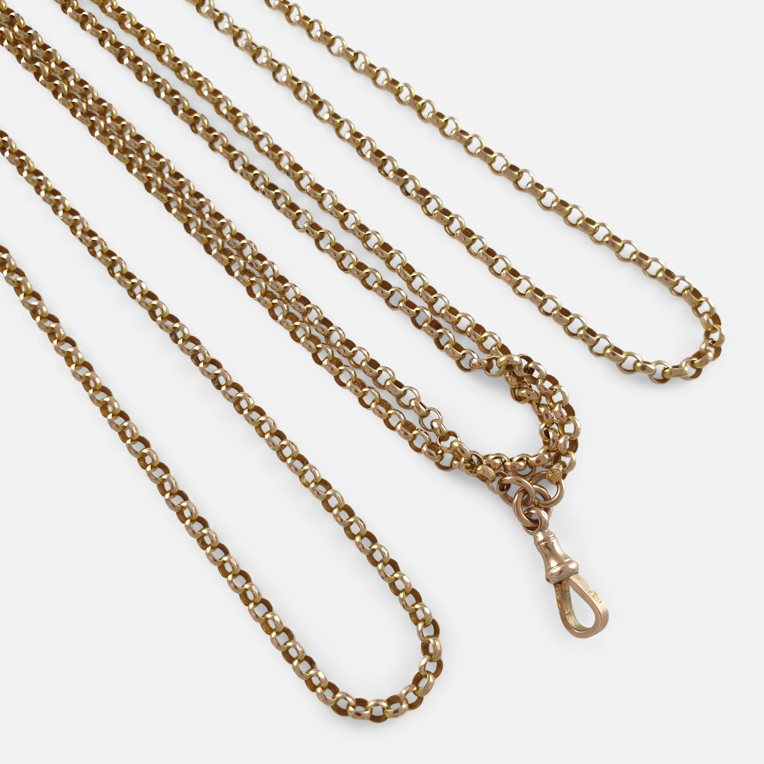 Women's or Men's Victorian 9ct Yellow Gold Belcher Guard Chain