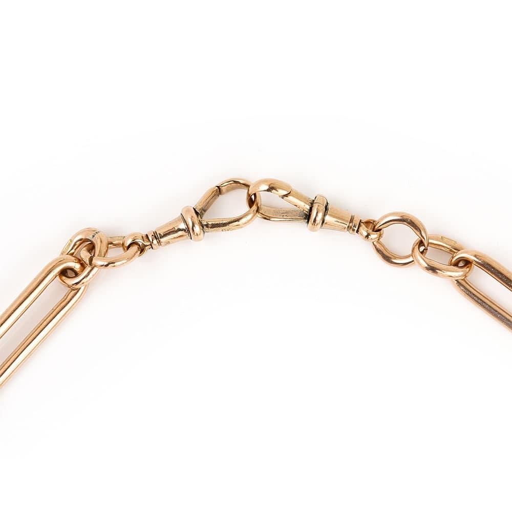 Victorian 9ct Yellow Gold Trombone Link Albert Watch Chain, 16