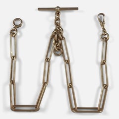 Victorian 9ct Yellow Gold Trombone Link Double Albert Watch Chain