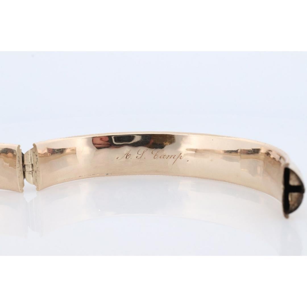 Bracelets victoriens 9 carats Bracelets jonc creux à charnière des années 1880. en vente 7