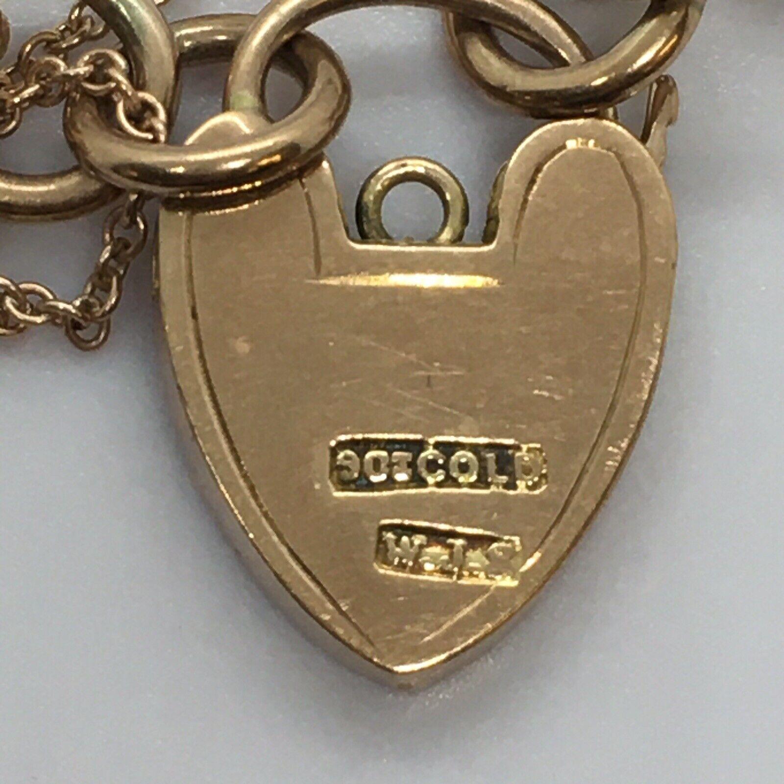 Viktorianisches 9K Gold Antikes Herz Padlock Tor-Armband UK 9,8 Gr sauber im Zustand „Gut“ im Angebot in Santa Monica, CA