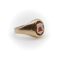 Victorian 9K Gold Beehive Banded Agate Intaglio Ring