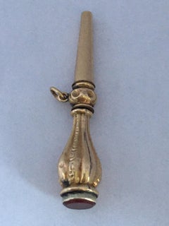 Victorian 9 Karat Gold Carnelian Pocket Watch Key Fob / Pendant